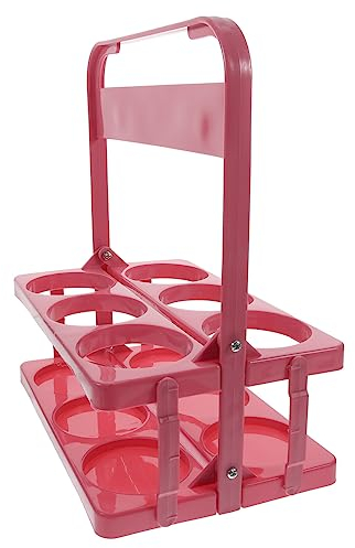 Flaschenträger 6 Flaschen Flaschenkorb Klappbar Bierträger Getränketräger Flaschenhalter Flaschenregal mit Griff für Zuhause Picknick Camping Bar Rosa