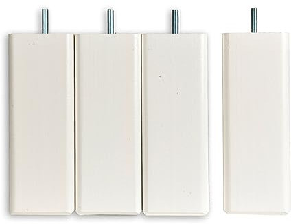 BELLECOUR Lot de 4 Pieds de Lit en Bois Certifié PEFC et Made in France Literie | Couleur Blanc | Design Carré | Hauteur 15 cm | Tige Filetée Standard 8 mm | Compatible avec la majorité des sommiers