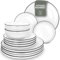 Geschirrset 6 Personen Scandi Style - Premium Porzellan weiß 18 Teile - Geschirr Set für Spülmaschine und Mikrowelle - Tafelservice, Schüssel- und Teller Set - Stilvolles Essgeschirr, Geschirr