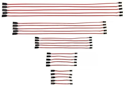 JZK 25x 10cm 15cm 30cm 50cm 60cm RC Servo Extension leads male to female JR plug connectors, 30 cores JR style servo extension cable cord wire for remote control aircraft, RC plane