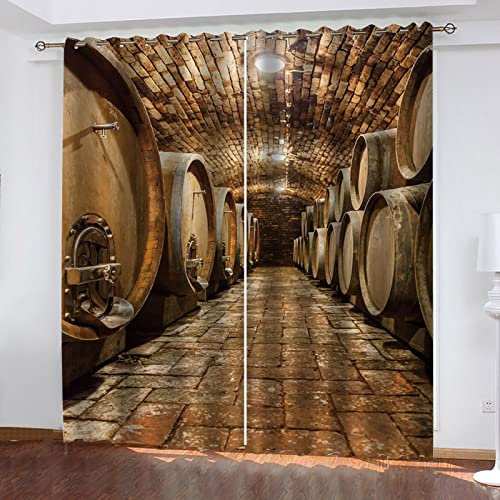 Rideaux Et Draperies Intérieurs, Rideaux Cave À Vin Souterraine Moderne 3D Imprimé Motif Rideaux Thermiques Isolants Anti Froid 200x200 Cm Rideau Occultants À Oeillets pour Chambre, 2 Panneaux