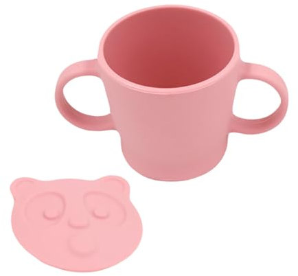 SAFIGLE Pink Silicone Drinking Cup: Sippy Cup Versatile Use for Water, Juice, Milk, Cute Design for Home Use - Toddler Training Tumblerful with Easy Grip Handles for Infants and Toddlers