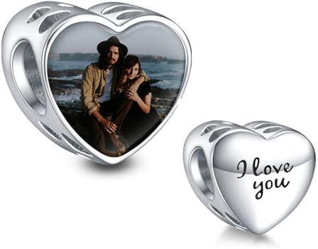 NINGAN Personalisierte Foto Charm Kundenspezifische Buchstaben 925 Sterling Silber Ich LIEBE Dich Charm Beaded Kompatible Frauen Armband Halskette