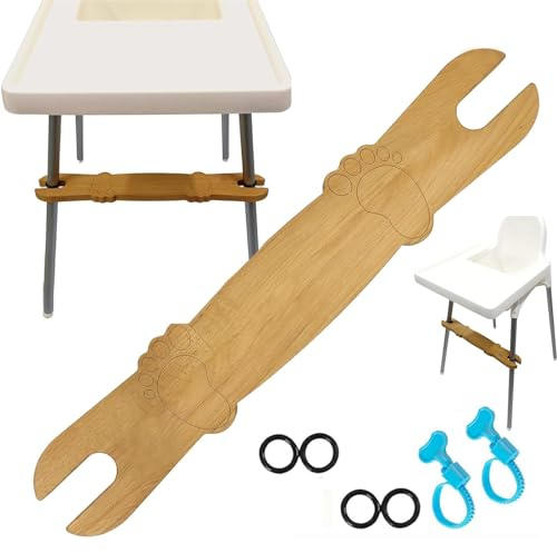 Hochstuhl-Fußstütze,Rutschfeste Natürliche Bambus-Hochstuhl-Fußstütze Verstellbare Baby-Hochstuhl-Zubehör mit Gummiringen, Baby Hochstuhl Zubehör, Holz Fußstütze Kompatibel für Antilop Hochstuhl
