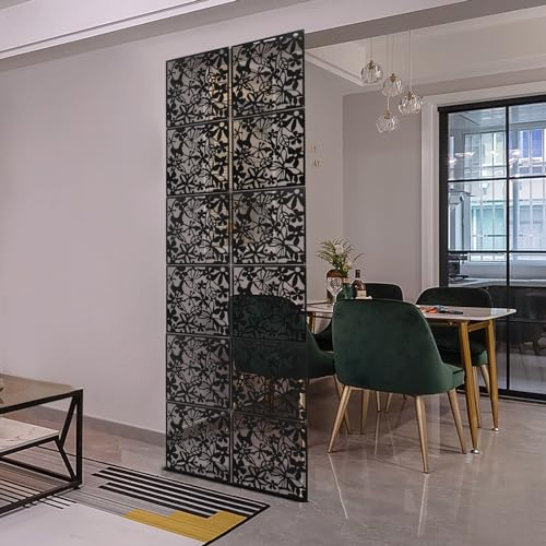 Raumteiler Hängend 12 Stück für Wohnen Essen Arbeitszimmer Wohnzimmer Hotel Bar Dekoration 40x40CM (schwarz)