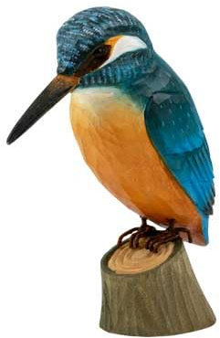 WILDLIFEGARDEN Wildlife Garden WG4454 DecoBird Eisvogel - Handgeschnitzter Dekorative Vogel aus Holz - Mittelgroße Europäische Vögel