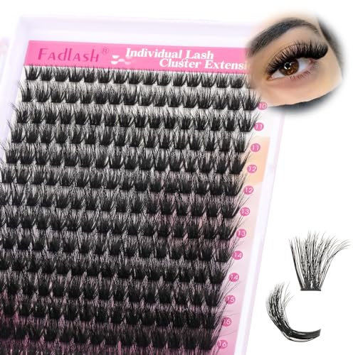 FADLASH Wimpern Einzeln 100D 0.07D Curl DIY 3D Effect Segmente Breit Volume Wimpernverlängerung Mix 8-16mm Individuelle Cluster Lashes Natürlich für Anfänger Extensions Wimpernbüschel