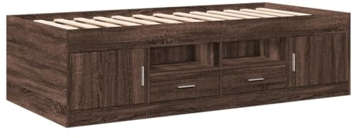 vidaXL Tagesbett mit Schubladen, Gästebett mit Stauraum Sperrholzlatten, Sofabett für Wohnzimmer Schlafzimmer, Bett, Modern, Braun Eiche-Optik 75x190cm Holzwerkstoff