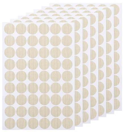 QUARKZMAN 7 Blätter/378 Stück Selbstklebende Schraubenloch-Aufkleber, 2,1 cm/0,83 PVC Schraubenloch-Abdeckungen für Möbel, Holzschränke, Tische, Bücherregale, Weiß