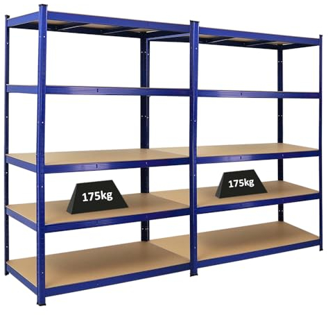 PROREGAL Mega Deal 2X Schwerlastregal Taurus Blau 180x120x60cm mit Fachlast 175kg Kellerregal, Steckregal, Garagenregal, Lagerregal