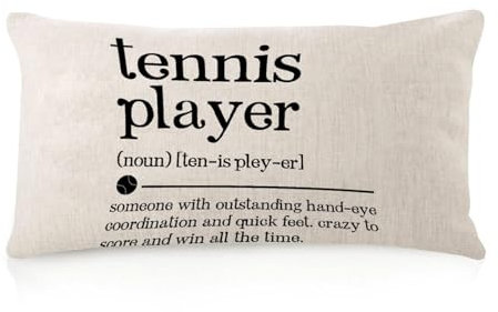 WSDESDEC Kissenbezug mit Tennisspieler-Definition, 30,5 x 50,8 cm, Leinen, Aztekenmuster, lange Rückenlehne, Kissenschutz, lustige Zitate und Sprüche, Bettwäsche, Überwurfkissen für Büro, Bett,