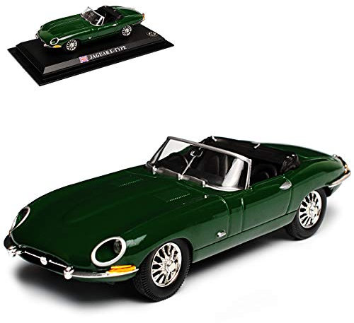 alles-meine.de GmbH Defekte Verpackung Jaguar E-Type Cabrio Grün 1961-1974 1/43 Modellcarsonline Modell Auto mit individiuellem Wunschkennzeichen