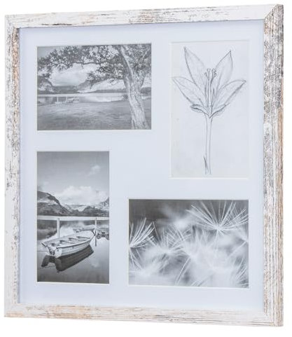 Bilderrahmen 4 Fotos 10x15 Shabby Chic Vintage MDF Holz Fotorahmen Wanddeko Fotocollage Deko Collage Wanddeko