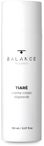 BALANCE MILANO - Crema Corpo Idratante Doposole Tiarè Made in Italy - 150ml - Crema Dopo Sole con Coenzima Q10, Acido Lipoico, Nanoliposomi - Lenitiva e Rigenerante - Formula Naturale Azione Antiage