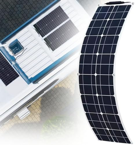 QFGain 2 Panneaux Solaires Flexibles 200 W, Panneau Solaire Monocristallin Fin Et LéGer, Chargeur De Batterie Solaire, Kit De Cellules Solaires éTanches, pour Voiture, Bateau Et Maison,White