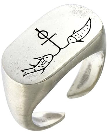 Herrenring, Modell Anker und Fische, grössenverstellbar, 925er Silber, HOLYART Collection