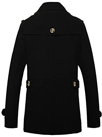 Janly Colletto lungo con risvolto Top Autunno e inverno Giacca a tinta unita Giacca da uomo Cappotti e giacche da uomo Chiodo Pelle Uomo Giubbotto Pelle Uomo (Black, L)