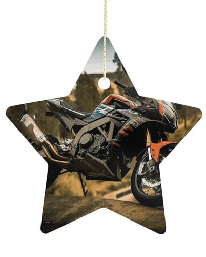 Personalisierte Weihnachtsbaumdekoration, Motiv: Best Friend, Sport-Motorrad-Druck, Weihnachtsbaumschmuck, sternförmige Weihnachtsgeschenkidee