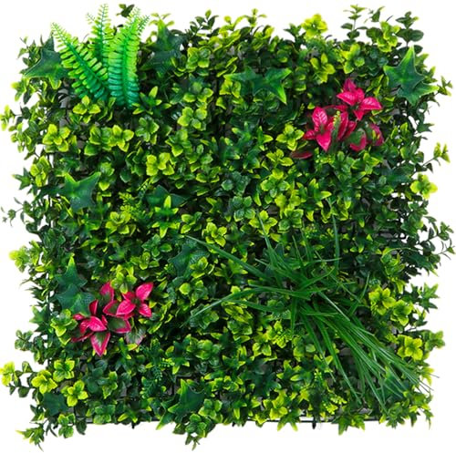 Künstliche Buchsbaum-Wandpaneele, 50,8 x 50,8 cm, Graswandpaneele mit Minzpflanzenblättern, grüner Hintergrund, Sichtschutz mit UV-Schutz, grüne Graswand für Garten, Innen- und Außendekoration