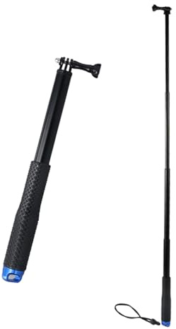 Wasserdicht Ausziehbarer Selfie Stick, Stange Handgriff Einbeinstativ, 29–92cm Teleskopstange Aluminium für Hero 7/6/5/4/3/2/1 Action Kamera (Blau, 29cm)