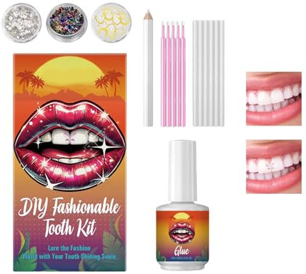 Tooth Gems Kit with Glue, Tooth Gem Kit, Crystals Jewelry Kit Teeth Gems, Tooth Gem Jewelry Crystal Diamond Teeth Decoration, Teeth Jewels Crystal Reflective Tooth Gems for Teeth Starter Kit