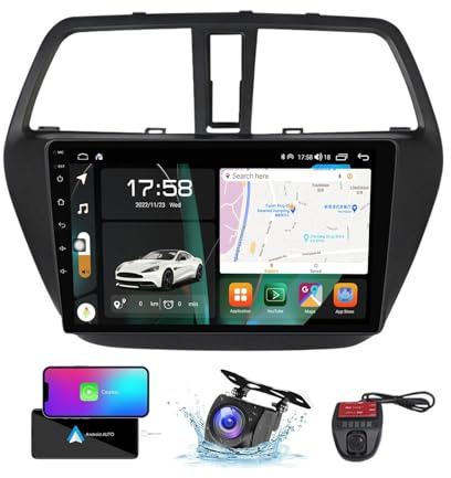 ZZPHKK Android 13 Car Radio für Suzuki SX4 2 S-Cross 2012-2016 Wireless Carplay Android Auto 9 Zoll Touchscreen DSP Multimedia Player GPS Navigation BT 5.0 FM/RDS SWC + Reversing Camera(NF-3)