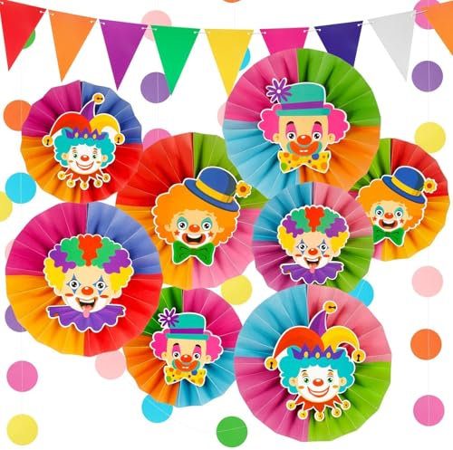 BOFUNX Fasching Deko Karneval Party Dekoration Zircus Clown Papierfächer Hängende Girlanden Wimpelkette Aufhängen für Festival Karneval Geburtstag Mexikanische Fiesta