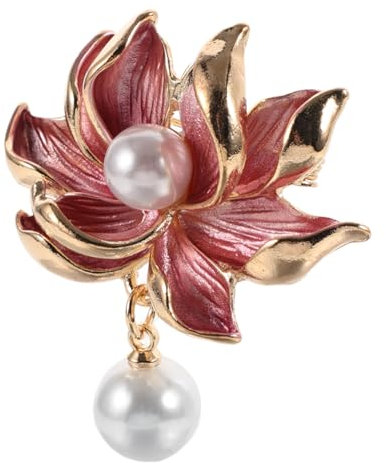 CALLARON Broche Exquise en Forme de Fleur de Lotus Broche Surdimensionnée en Forme de Fleur Adorable Épingle à Revers pour Tenue de Femme