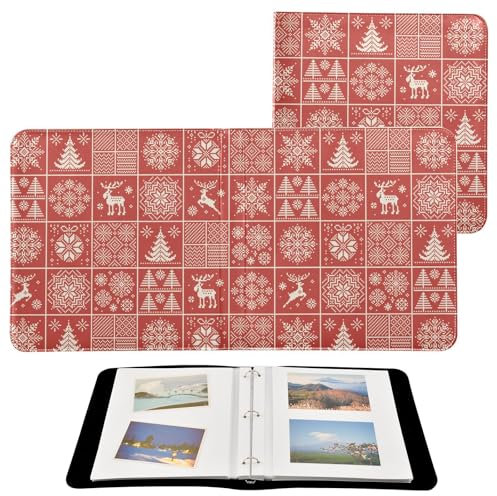 Weihnachts-Fotoalben, kariert, Pixelmuster, Winterurlaub, Fotobücher, selbstklebend, Fotoalben, Familienalben für Fotos 10 x 15 cm, 15 x 20 cm