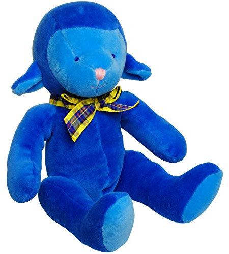 alles-meine.de GmbH Plüschtier - Babyplüsch - lustiger Blauer AFFE mit Rassel - 24 cm - superweich - Plüschfigur - Stofftier/Kuscheltier - Affen Russ Babyplüschtier Geburt Baby