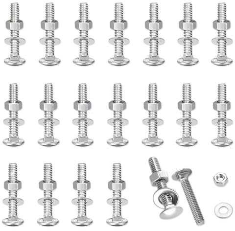 Set di 20 Viti a Testa Tonda M5 X 40, con Dadi e Rondelle, Viti a Testa Piatta in Acciaio al Carbonio per Macchine Industriali, Decorazione Della Casa