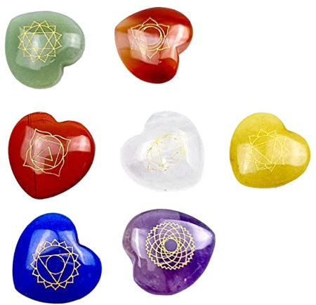 Healeved 1 Satz sieben chakra liebe Yoga-Steine Kristalle Steine Chakra-Steine Chakra-Edelstein Energiesteine meditations meditieren ahnenheilung gems Natursteine Natürliche Kristallsteine