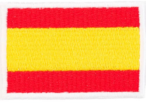Parche Bandera de España - 6cm x 4cm - Bordado con Termoadhesivo (Blanco)