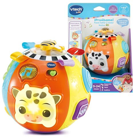 VTech - Diverbola bebé Animales y Formas, Pelota interactiva, Estimula Coordinación Ojo-Mano, Promueve la motricidad, Exploración sensorial, Regalo bebés +6 Meses, Versión ESP