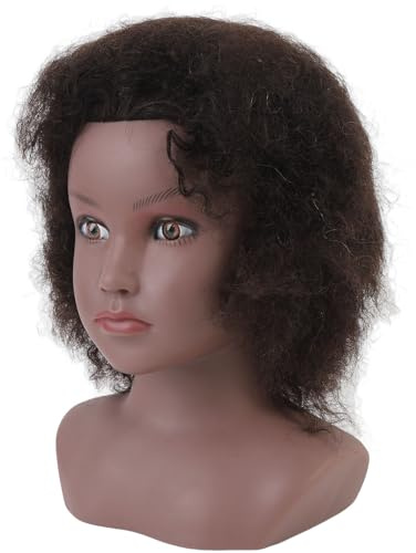 Cabeza de maniquí Afro de PVC de Resina Realista con Trenzado y Entrenamiento de Maquillaje, Ideal para Exhibición de Pelucas y Peinados, Permanente, Tinte, Corte, Escaparate,