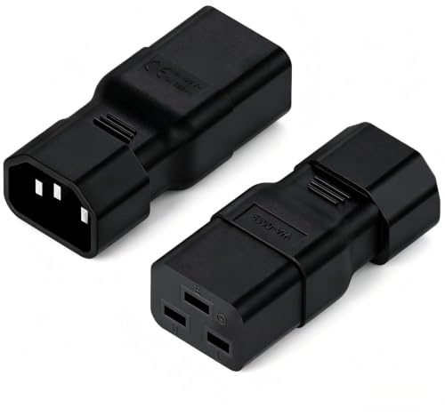 VISSQH 2 Stück IEC 320 C14 Männlich Stecker auf C19 AC Weiblich Buchse 3-polig Power Adapter Anschluss(Schwarz)