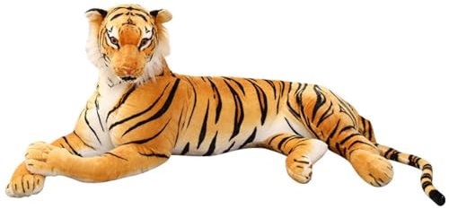 champracer Tiger Kuscheltier Realistische Tiger Plüschtier liegend Stofftier Plüschtier Kinder Plüsch Spielzeug Geburtstagsgeschenk für Kinder (50cm,Gelb)
