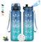 Gourde 1l, Gourde Sport, Gourde Anti-Fuite, Gourde Motivation avec Marqueur de Temps, Gourde Graduée pour 1 Journee, Facile à Nettoyer, Gourde Adulte, Bouteille pour Running, Voyage, École, Sport