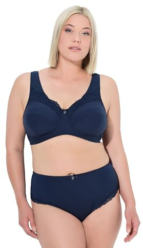 Ulla Popken Damen große Größen Übergrößen Plus Size Entlastungs-BH, ohne Bügel, Spitze Nachtblau 85D 841688139-85D