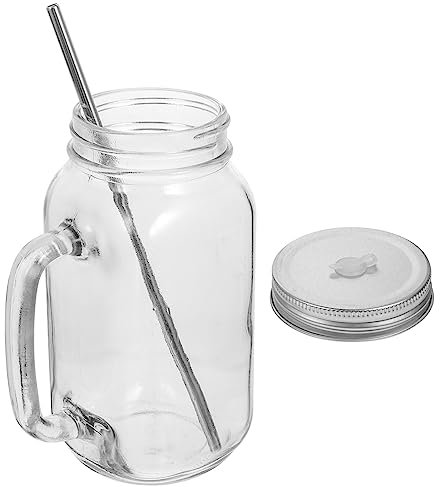 Mipcase 1juego Vaso De Vidrio Transparente Pajita Para Jugos Té y Bebidas Frías Apto Para Uso Casa Restaurantes y Oficinas
