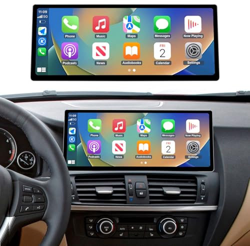 Ninetom Radio de 12,3 Pulgadas con Pantalla táctil para BMW X3/X4 F25 F26 (2011-2012) con Sistema CIC, Compatible con Apple CarPlay, Android Auto, Mirrorlink y navegación, Mejora del estéreo