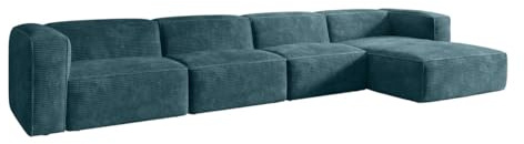 Luxusbetten24 Designer Sofa Comfy L Maxi in Cord Vintage Blau Rechts