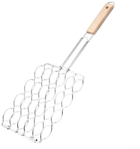 Besttoolifes Grilles de cuisson pour barbecue - Grille de cuisson double pour saucisses, grille de cuisson - Matériau : acier chromé - Dimensions : 29 x 9 cm - 6 saucisses