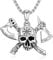 PROESS Viking Skull Axe Necklace S925 Sterling Silver Compass Vegvisir Pendant Gothic Necklace Norse Viking Jewellery Gifts for Men Women
