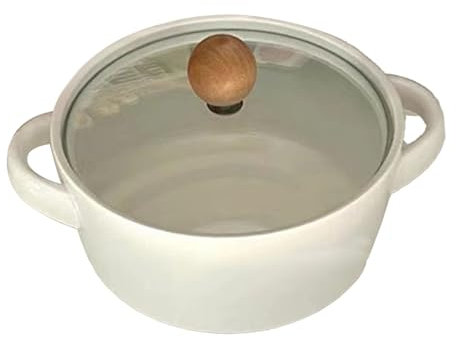 KIMISS Tazones de Sopa de Cerámica de 6 Pulgadas con Tapa - Barcos de Aislamiento Térmico Multifuncional para Sopa, Fideos, Arroz - Diseño de Doble Manija para una Porción Segura