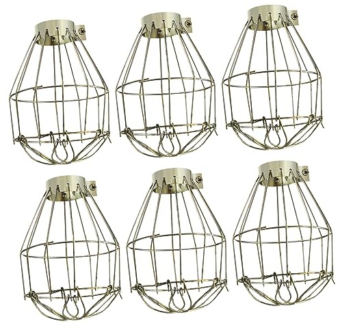 SHINEOFI 6pcs Vintage Metal Lamp Bulb Guard Clamp Industrial Hanging Light Cage for Home Bar Decor Elegant Finish Sturdy Construction Fits Bulbs