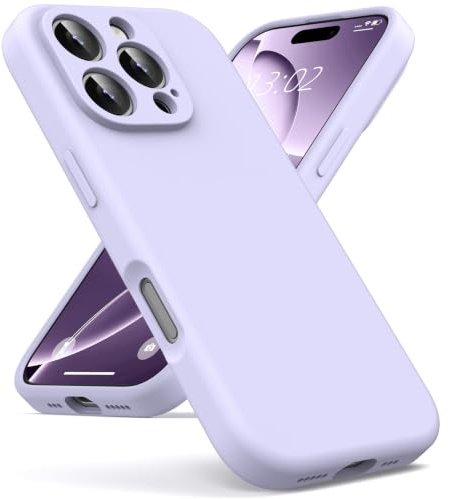 Oududianzi - Cover per iPhone 16 Pro Max Silicone Liquido, Viola Chiaro | Interno in Microfibra Morbida, Custodia Protezione Antiurto Resistente Aantigraffio