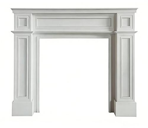 Chimenea de mármol Estante decorativo de panel elevado envolvente repisa chimenea madera clásica Marco de chimenea(Blanco,Medio)