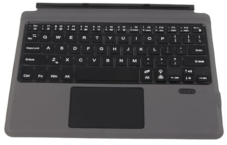 FAUOSWUK Teclado Inalámbrico BT5.0, Panel Táctil Delgado de Cuero PU para Go 1 2 3, Teclado Ligero para Tableta para Profesionales de Negocios (con retroiluminación Colorida (batería de 450)