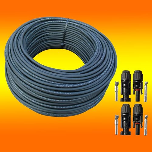 25m Solarkabel schwarz 6mm² + 2 Paar Solarstecker mit Tüv NEU von bau-tech Solarenergie GmbH